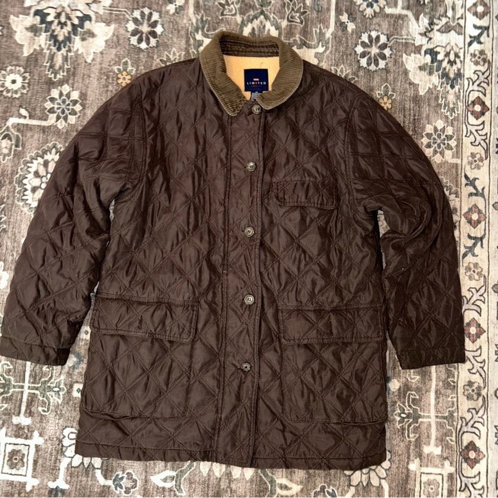 The Limited VTG Dark Brown oversized Quilted Jacket with corduroy collar